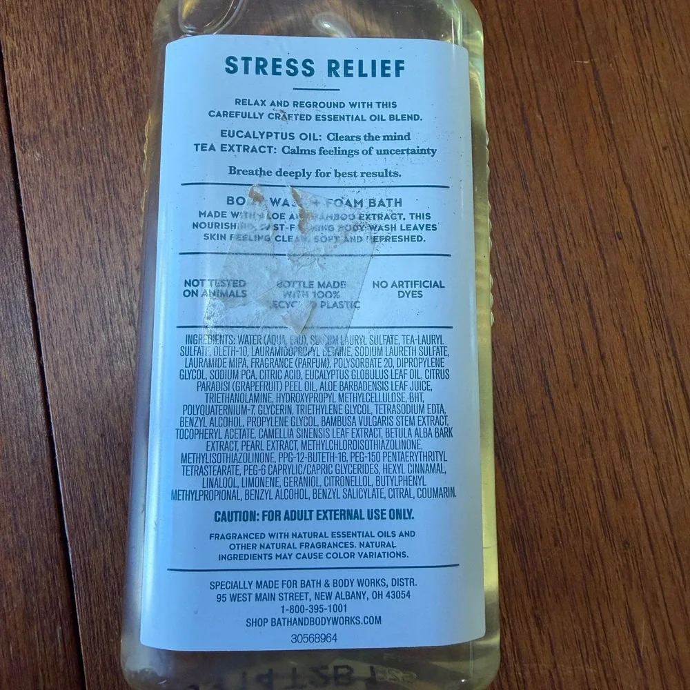 Bath & Body Works Aromatherapy Stress Relief Eucalyptus Tea Body Wash Foam Bath